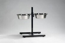 Hondenstandaard 2 rvs bakken zwart 20 cm