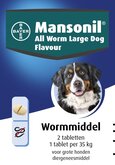 Mansonil All Worm Tablet Large Dog - Anti wormenmiddel - 2 tab Vanaf 10 Kg. 1 Tab Per 35 Kg Large