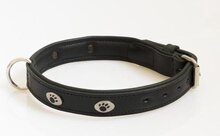 Hondenhalsband met nikkelen voetjes zwart 60 cm