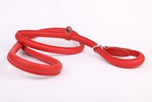 Dog's Companion Leren Retrieverlijn - met enkele stop - 120 cm x 12 mm - Rood