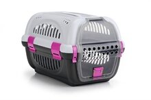 Reismand rhino grijs/roze _51x34,5x33 cm