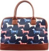 Amelie Tekkels Hondjes Handtas Schoudertas Vintage Look Blauw