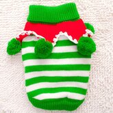 Gebreide kerst trui voor de hond in de kleur groen/wit - S ( rug lengte 24 cm, borst omvang 36 cm, nek omvang 28 cm )