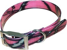 Halsband BioThane Camouflage - ROZE - 600mmX25mm - dubbele gesp