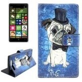 Hond patroon Kruis structuur lederen hoesje met houder & opbergruimte voor pinpassen voor Nokia Lumia 830