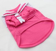 Wit met roze marine shirt voor de hond - L ( rug lengte 33 cm, borst omvang 42 cm, nek omvang 28 cm )