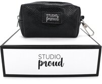 Studio Proud - Houder voor hondenpoepzakjes - zwart snake leer - zilverkleurige accenten - bijpassende riem mogelijk
