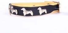 Dog's Companion Leren Halsband - Teckel - 28-34 cm x 16 mm - Zwart/Naturel