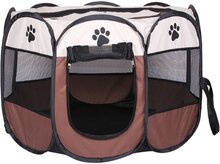Puppyren / hondenren / puppytent draagbaar Maat L - Coffee / Wit