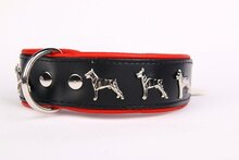 Dog's Companion Leren Halsband - Dobermann - 40-47cm x 40 mm - Zwart/Rood