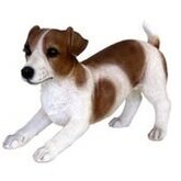 Honden beeldje Jack Russel wit met bruine vlekken 25 cm