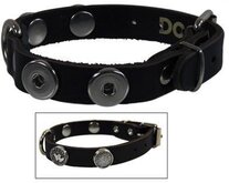 Halsband Leer Voor Buttons Zwart - 40 CM-18 MM