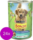 Bonzo Blik Senior - Hondenvoer - 24 x Groente Vlees 400 g