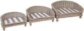 5RO0046 - Hondenmanden - (3) 55 x 44 x 28 / 67 x 53 x 33 / 77 x 61 x 39 cm - rattan - grijs