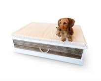 Heartfelt hondenmand lounge darwin met lade bruin / wit _80x60x30 cm