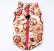 Body warmer voor honden - Honden bodywarmer - Maat M - klassiek beige met print