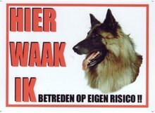 Aluminum waakbord: Hier waak ik Tervuerense Herder