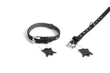 Leren halsband voor hond stars zwart _17x37 cm