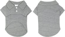Polo shirt voor de hond in de kleur grijs met knopen. - L-M ( rug lengte 57 cm, borst omvang 66 cm, nek omvang 48 cm )