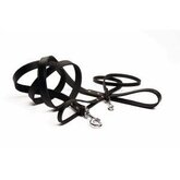 Leren Hondenriem Zwart 130 cm 22 mm breedte
