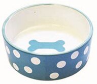 Voerbak hond polka dot bot blauw / wit