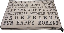 Lex & max tekst urban losse hoes voor hondenkussen boxbed  75x50x9cm zand