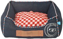 Lief! Unisex Katten - hondenmand - Denim/Rood - 40 x 30 cm