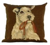 Mars & More - Gobelin Kussen - Sierkussen - Hond Met Riem - 45x45cm