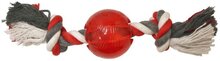 Play Strong rubber bal met floss 10 cm rood