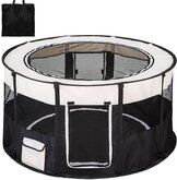 Topmast Nylon Puppyren Rond | Zwart - 114 x 114 x 60cm