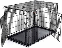 Praktische Opvouwbare Kooi voor Grote Honden- 2 Deurtjes - 122x76x81cm - Zwart