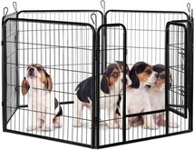 relaxdays puppyren XXL - puppykennel - buiten en binnenshuis - konijnenren - zwart metaal