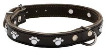 Adori halsband voor hond soft met 8 voetjes donkerbruin small/medium 40x1,6 cm