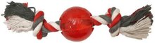 Play Strong rubber mini bal met floss 6 cm rood