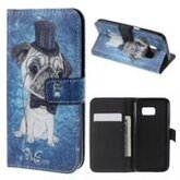 Pug hondje met hoed Galaxy S7 portemonnee hoesje