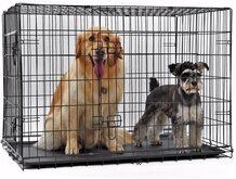 PETSTORE Hondenbench zwart 122x74x81 CM + Pvc Lade - 2 deuren - Extra Strong + Tussenschot