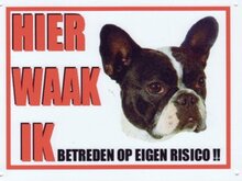 Waakbord Alu Franse Bulldog zwart/wit