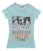 Blue Seven  meisjeskleding - Lichtblauw tshirt met honden print en korte mouwen - 50431 - Maat 152