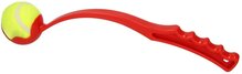 Rode Honden Ballenwerper met Ergonomische Handgreep – Inclusief Tennisbal – 38cm – Rood | Balwerper voor Hond | Bal Werpen | Apporteer Speelgoed | Hondenspeelgoed
