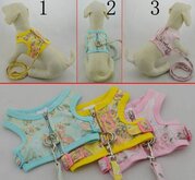 Honden riem harnas in verschillende kleuren - Roze - M (nek omvang 18 cm, borst omvang 36 cm, borstkas lengte 30 cm)