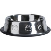 Rvs eet of drinkbakje antislip met voetprint - 18 cm