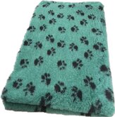 Vetbed Dierenmat Hondendeken Groen met Zwarte Voetprint Latex Anti Slip 100x75cm