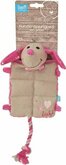 Lief! Hondenspeelgoed Canvas Hond Met Piep Girls Roze - 16 CM