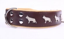 Dog's Companion Leren Halsband - Duitse Herder - Bruin/Naturel - 60-73 cm x 50 mm