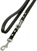 Topmast Hondenriem Hondenlijn Trainingslijn Verstelbaar Vetleer - Zwart - 12 mm x 240cm