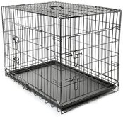 Bench maat L 90 x 60 x 67 cm, transportkooi, hondenbox draadkooi, hondenkooi, autotransportbox, zwart, met 2 deuren, opvouwbaar