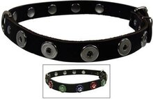 Halsband Leer Voor Buttons Zwart - 65 CM-22 MM