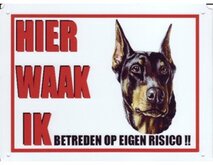 Waakbord Alu Doberman gecoup. Oren
