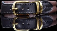 Dog's Companion Leren halsband - 52-57 cm x 30 mm - Messing - Bruin