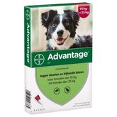 2 x 4 Pipetten AdvantageÂ® 250 voor honden van 10 kg tot minder dan 25 kg - Dubbelpak